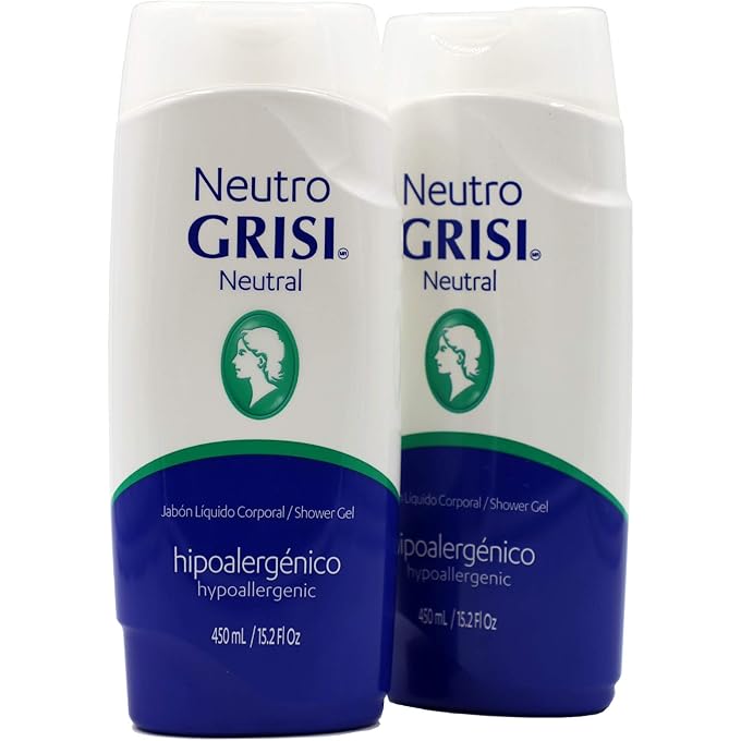 Grisi Neutral Shower Gel, Cleansing Shower Gel, Hypoallergenic, Sensitive Skin, Smother Skin, 2-Pack of 15.2 FL Oz, Bottles. - Image 1